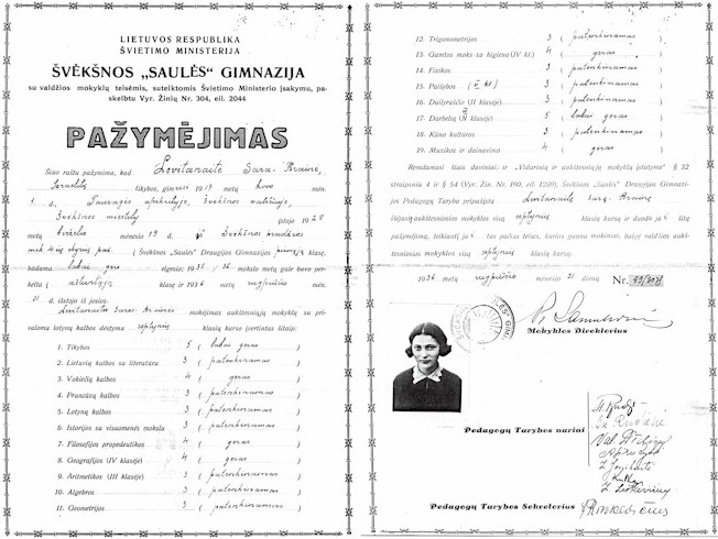 yds Saros-Brains Levitanaits vknos Sauls gimnazijos baigimo paymjimas (1936 m.)