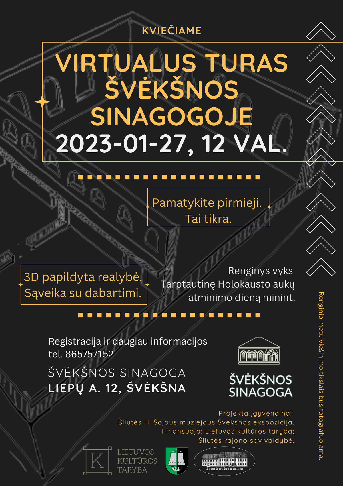 Projekto „Virtualus turas Švėkšnos sinagogoje“ pristatymas.