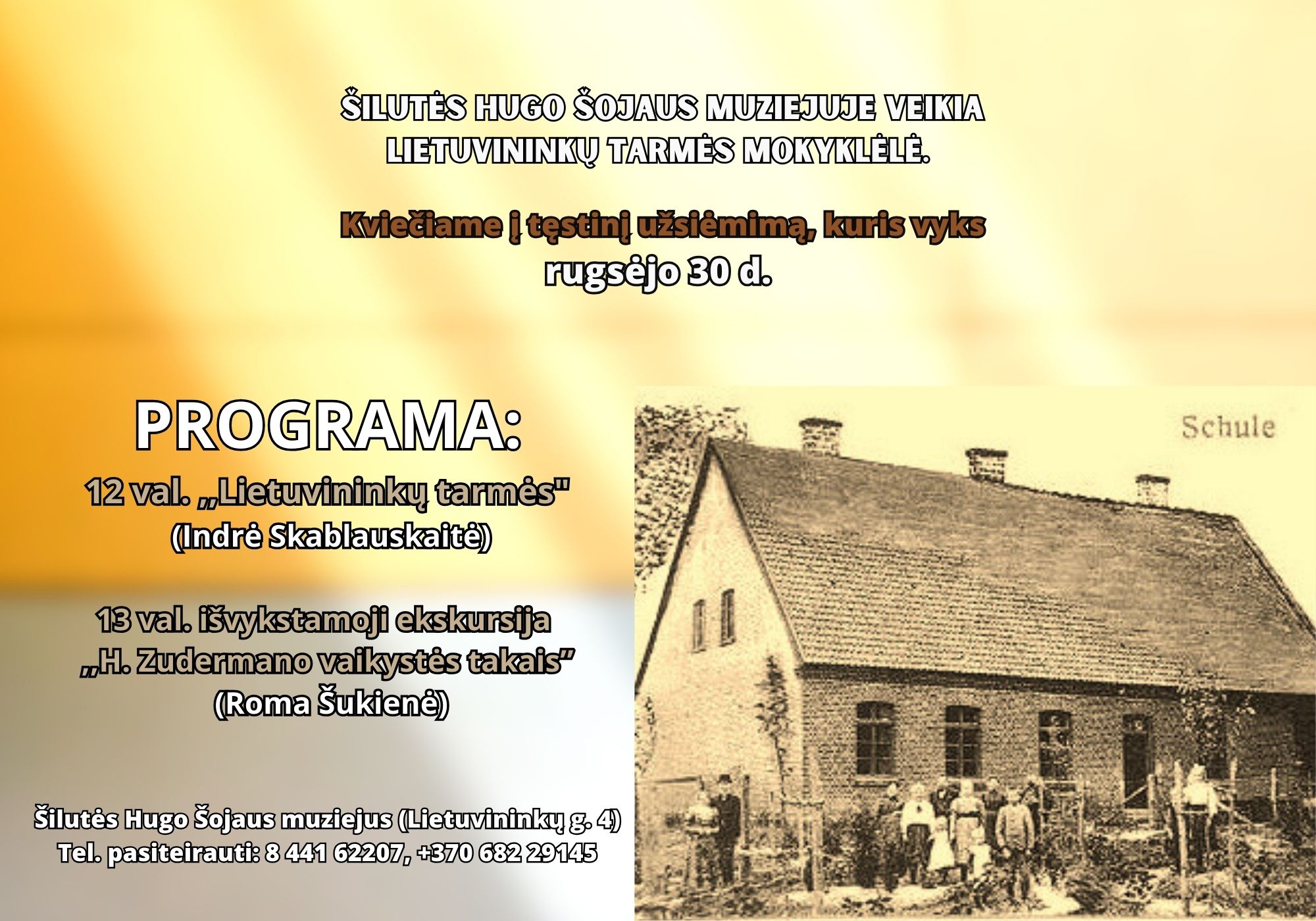 Rugsėjo 30 d. Šilutės Hugo Šojaus muziejuje vyks lietuvininkų tarmės mokyklėlės tęstinis užsiėmimas